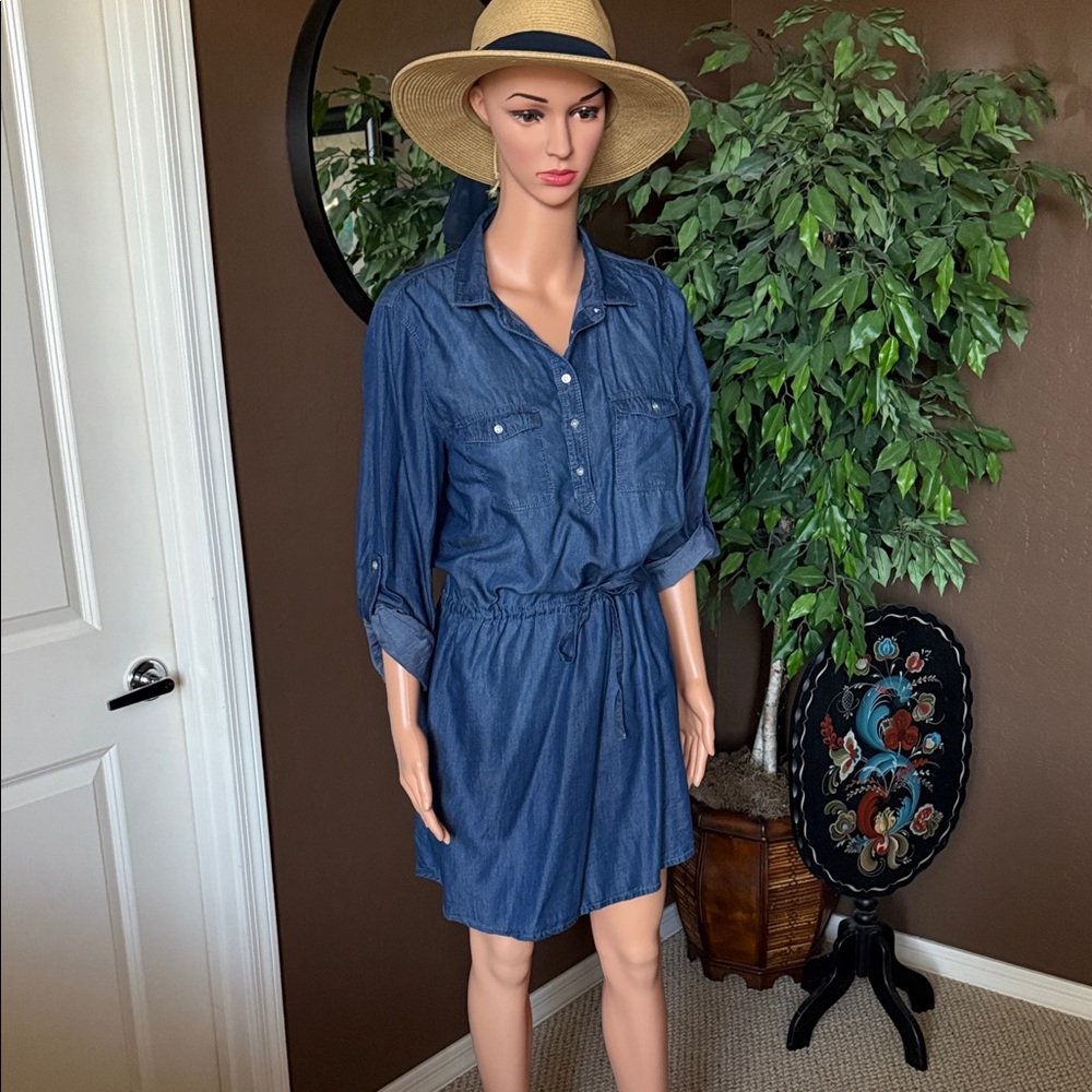 Gloria Vanderbilt Blue Denim Shirt Dress